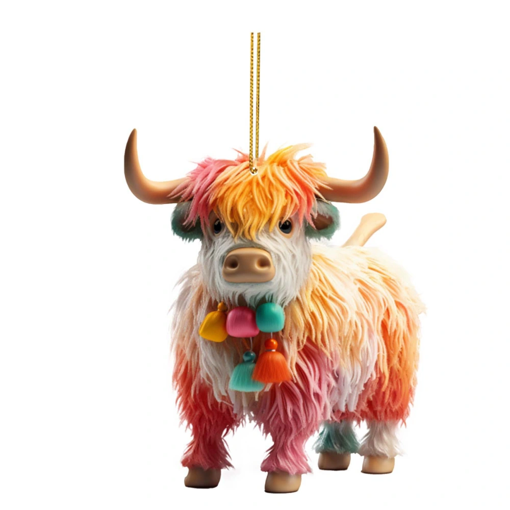 Cow Decorative Hanging Ornament for Cars Acrylic Highland Cow Pendant