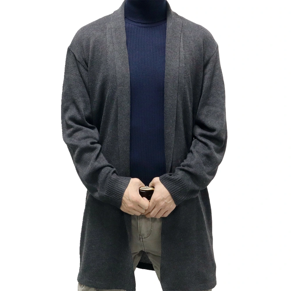 Men Cardigan Casual Long Sleeve Shawl Collar Open Front Knit Sweater