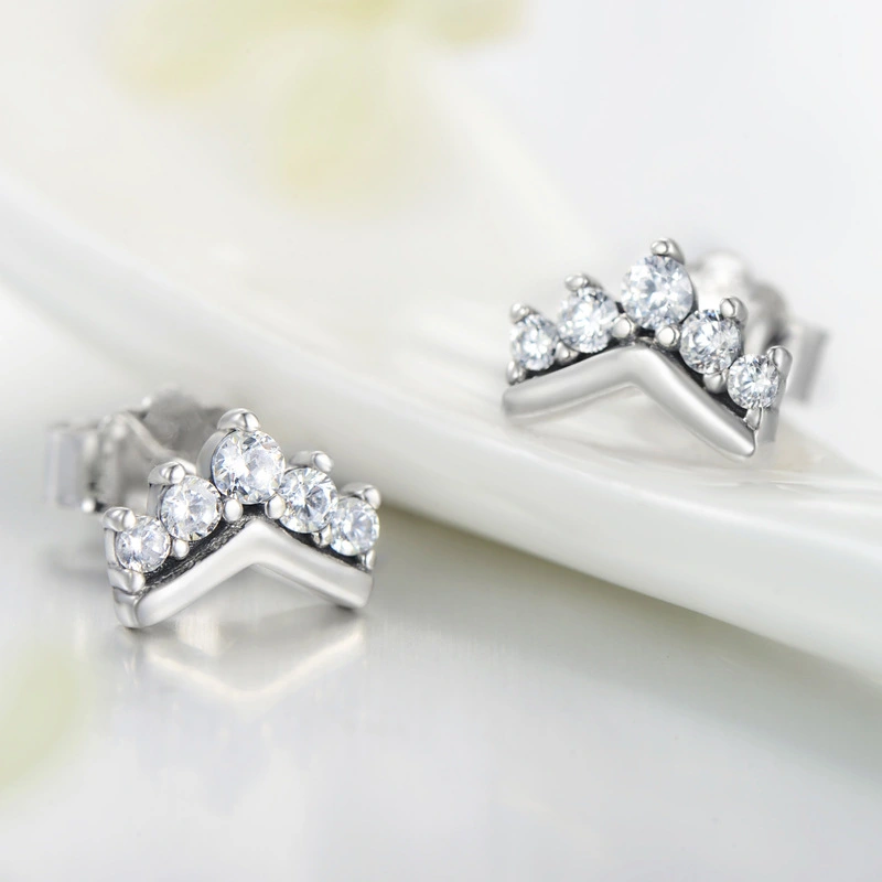 S925 Sterling Silver Crown Cute Earrings Women