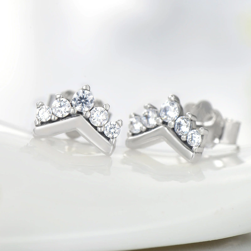 S925 Sterling Silver Crown Cute Earrings Women