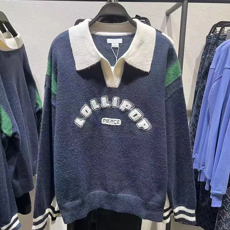 Sweater Comfort And Casual V-collar Preppy Style
