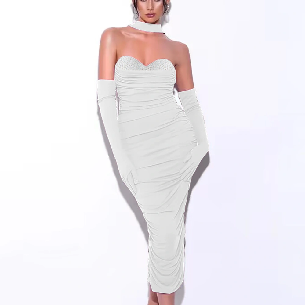 New Fashion Temperament Mesh Stitching Bandage Suspender Dress