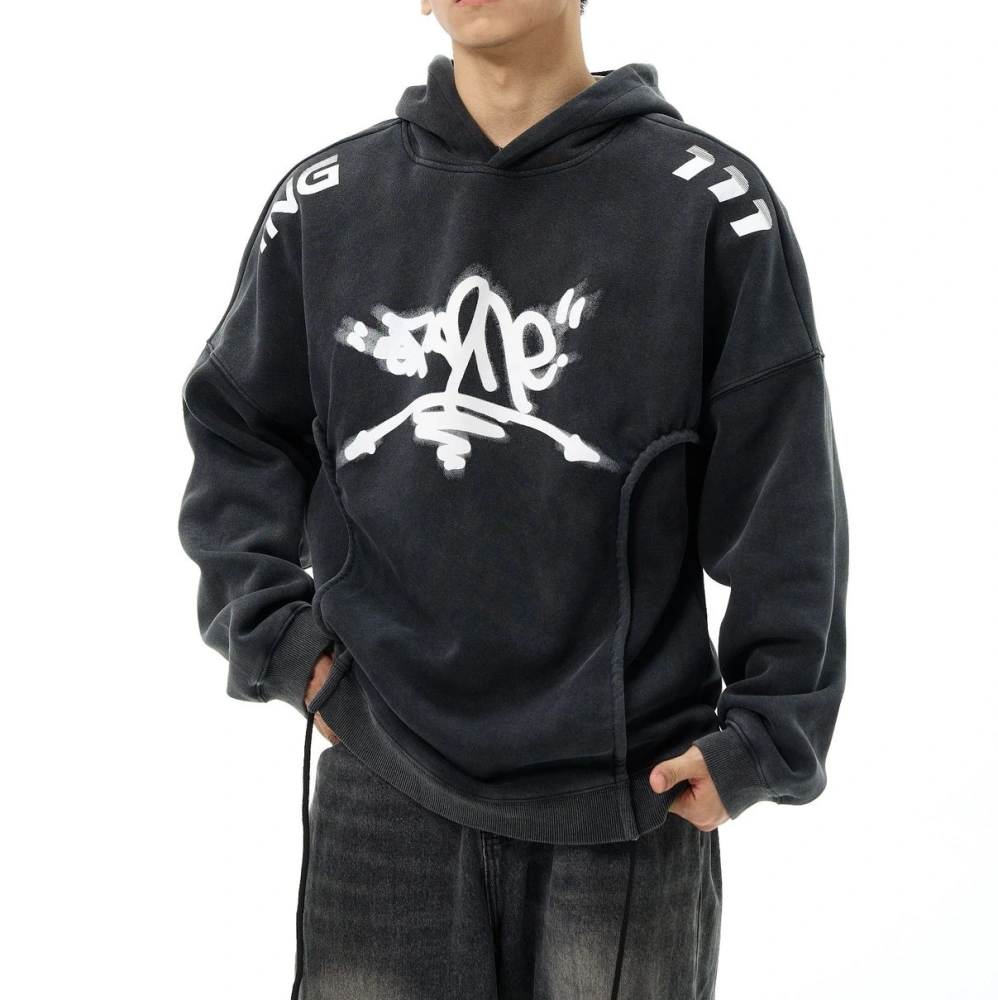 New Real Shot Men And Women Same Style Distressed Fried Salt Hooded Sweater