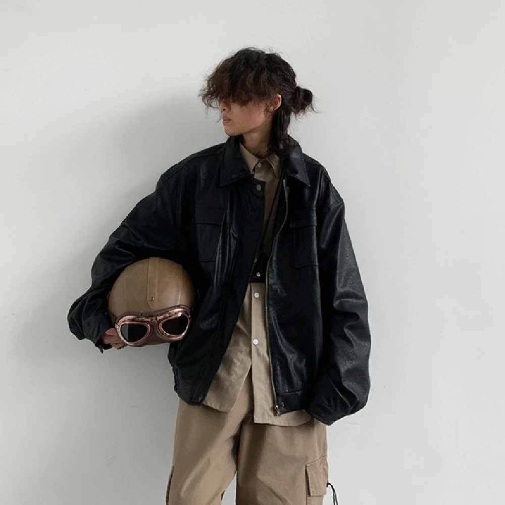 Stylish Neutral Brown Leather Jacket