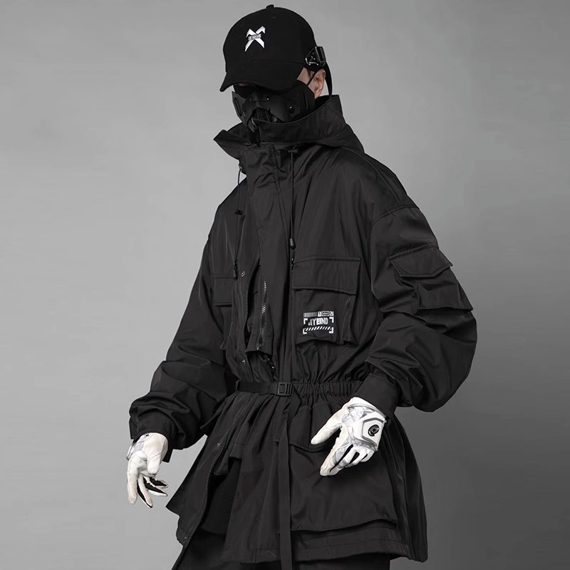 Men's Loose Fitting Casual Black Waistband Jacket