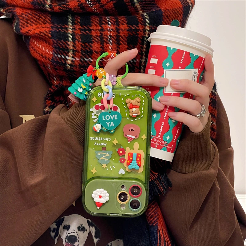 Christmas Stereo Doll Pendant For Phone Case Women Flip Mirror