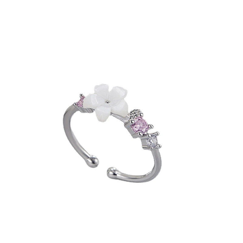 Shell Cherry Blossom Elegant Ring Female Diamond Simple Sweet