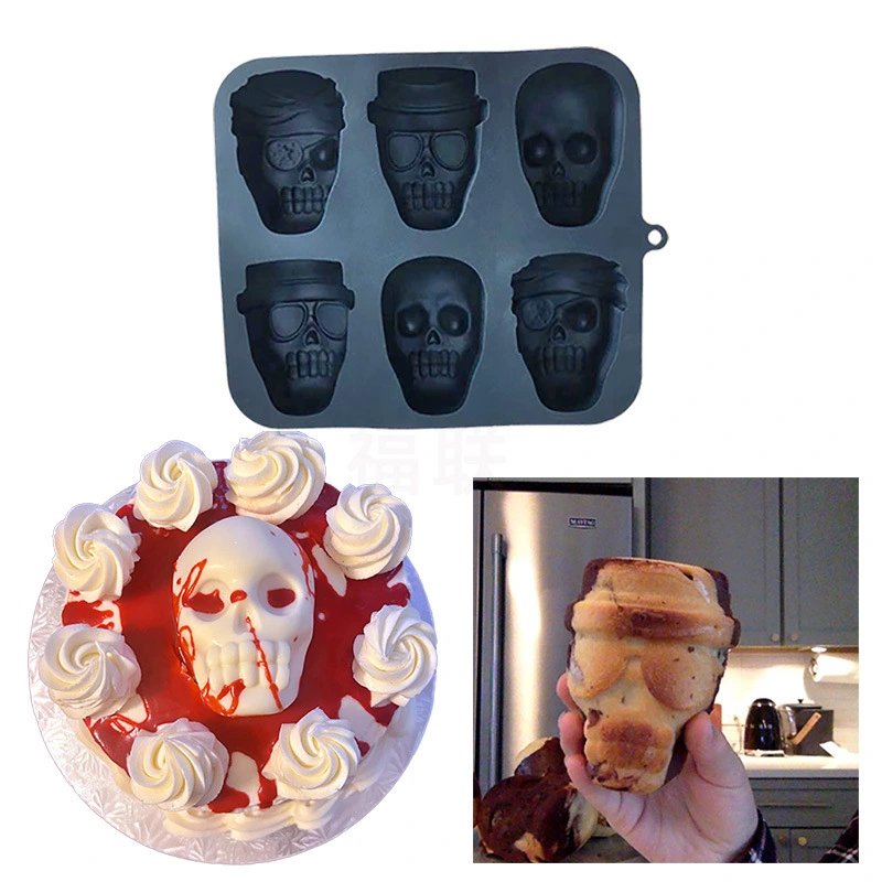 6-piece Pirate Skull Ice Tray Mask Baking Epoxy Mold