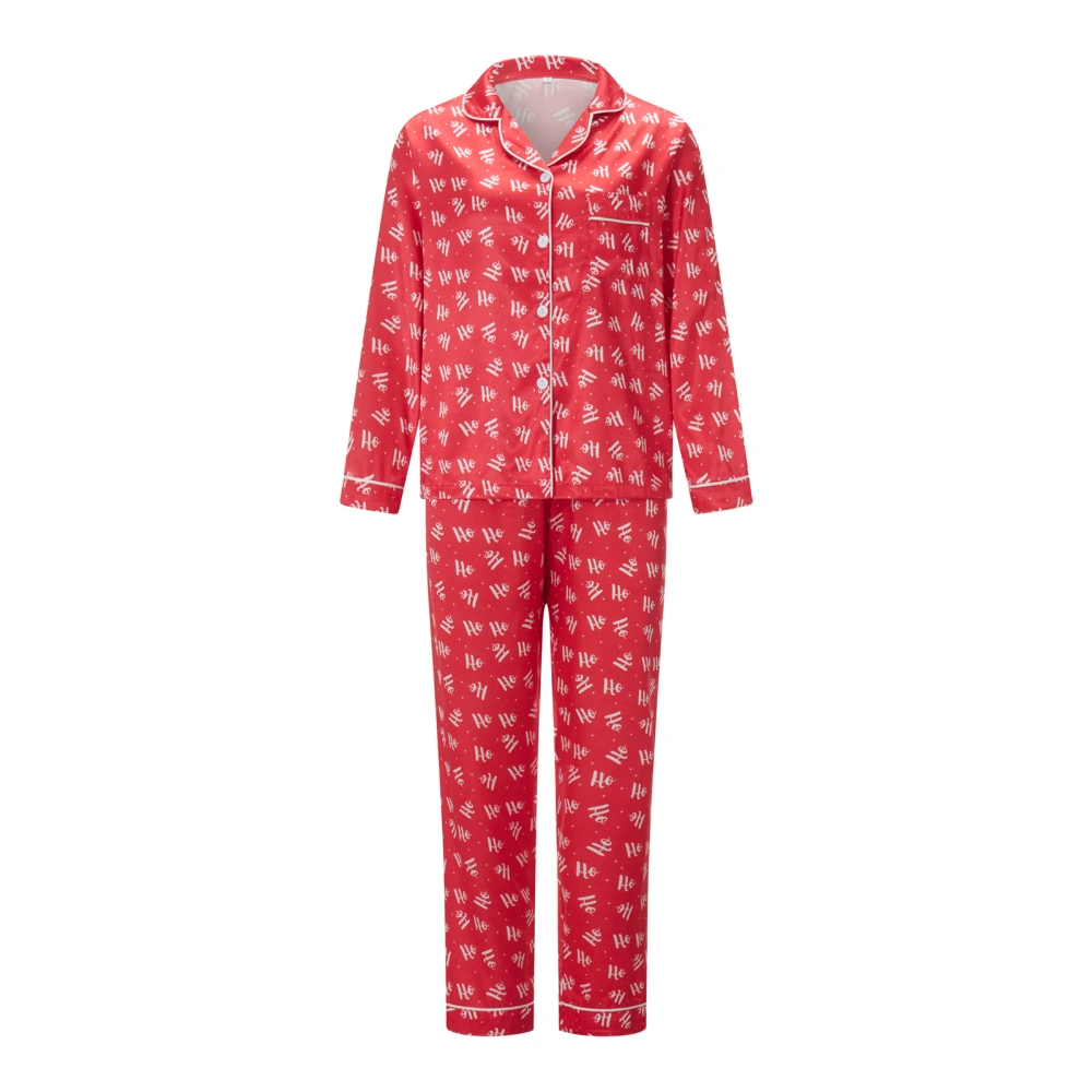 Women's Christmas Satin Sleepwear Long Sleeve Shirt + Pants Pajama