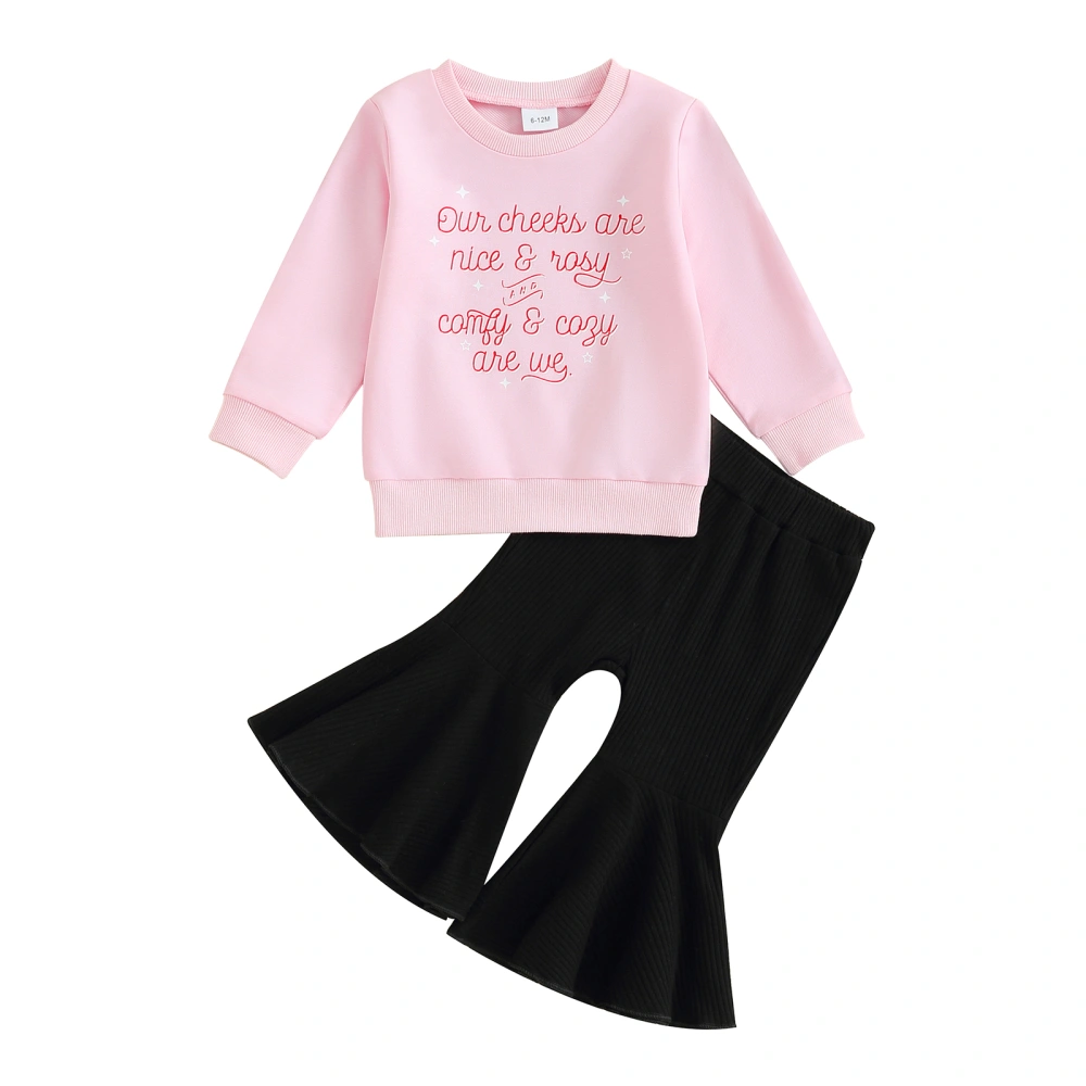 Girls Christmas Pants Set Letters Print Sweatshirt and Flare Pants