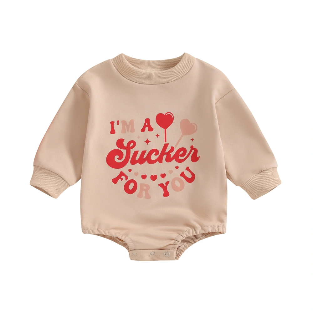 Toddler Baby Sweatshirt Rompers Valentine's Day Letter Print Jumpsuit