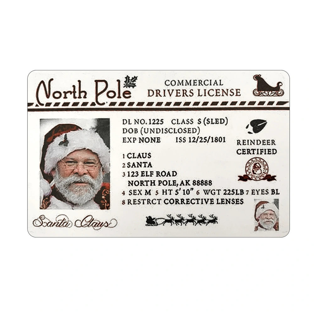 Santa Claus Driver License Santa Claus Business Card ID Card