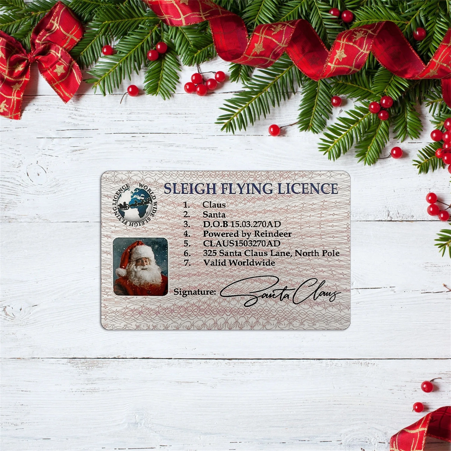 Santa Claus Driver License Santa Claus Business Card ID Card