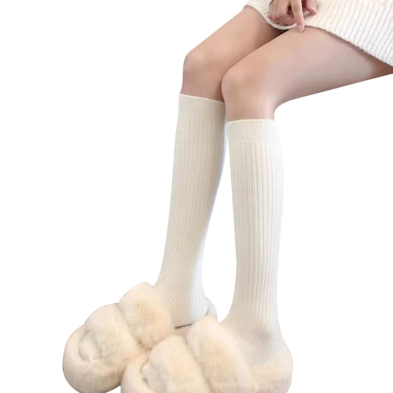 Women's Autumn Winter Solid Color Long Knit Stockings Knee High Socks