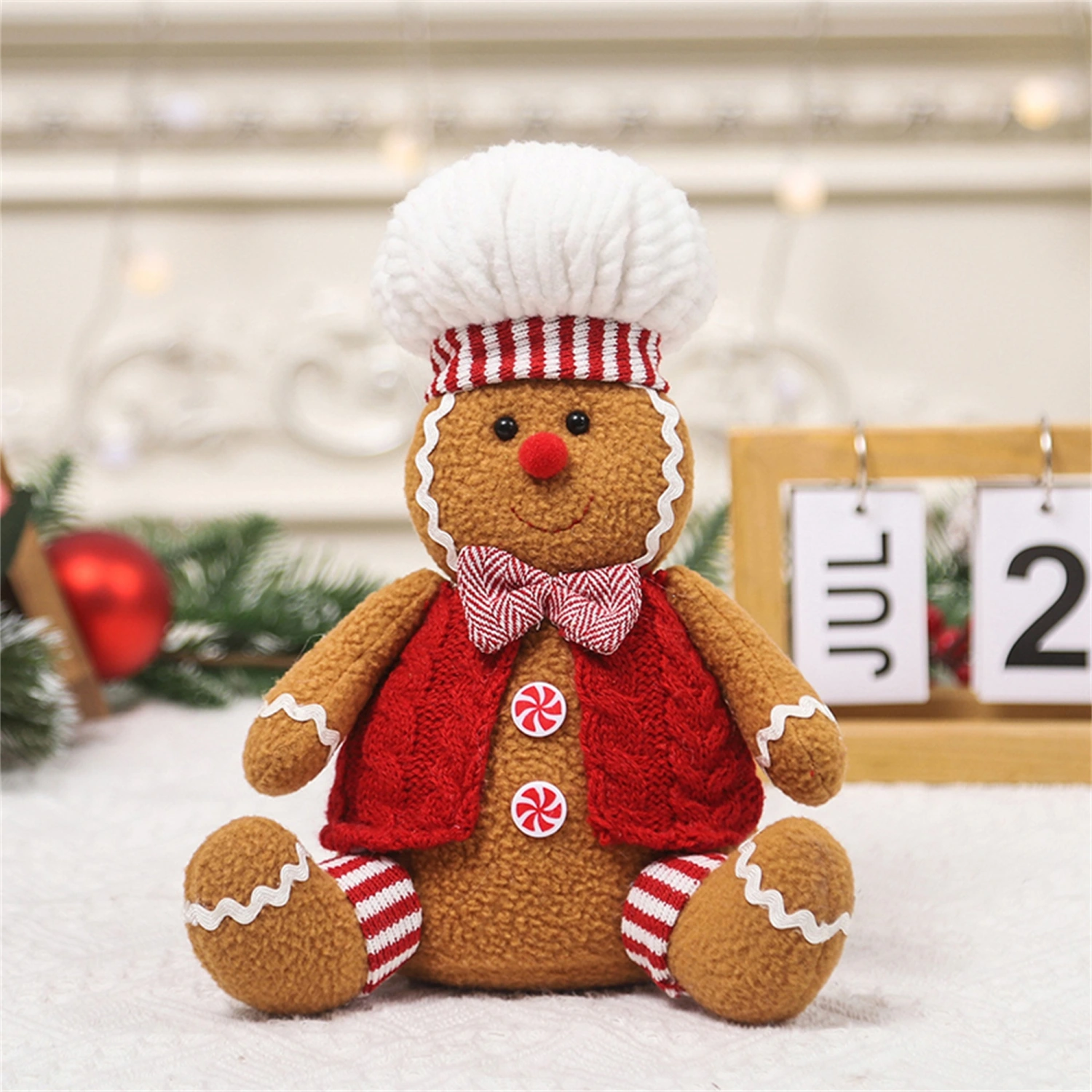 Stuffed Gingerbread Decor Doll Plush Throw Pillow Christmas Gift