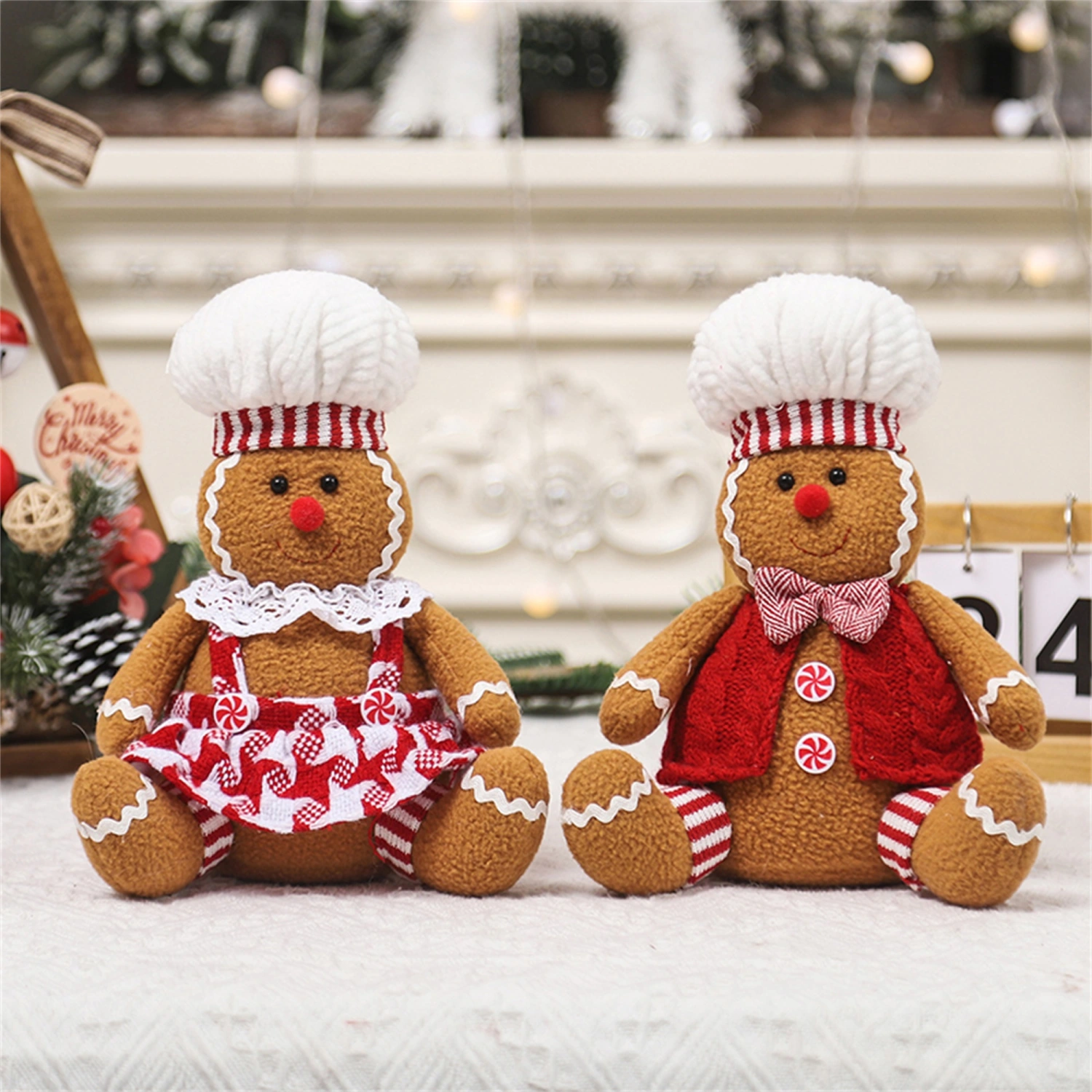 Stuffed Gingerbread Decor Doll Plush Throw Pillow Christmas Gift