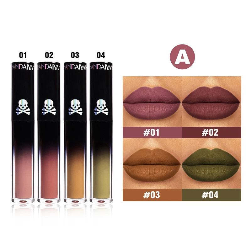 4Pcs Halloween Matte Lipstick Set Dark Style Long Lasting Lip Stick