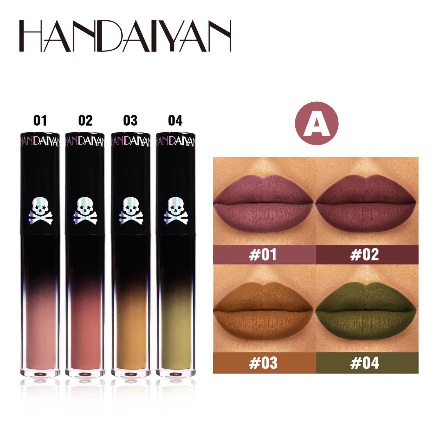 4Pcs Halloween Matte Lipstick Set Dark Style Long Lasting Lip Stick