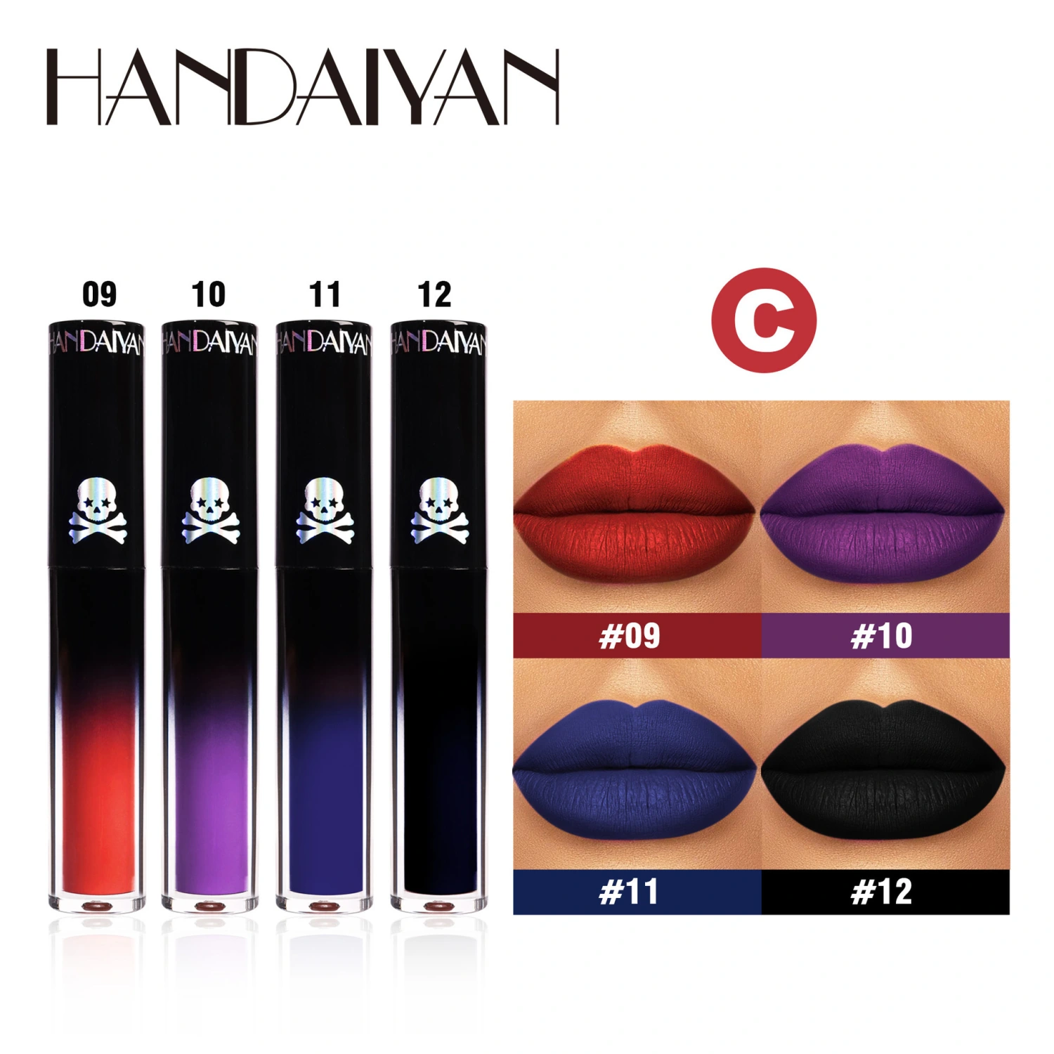 4Pcs Halloween Matte Lipstick Set Dark Style Long Lasting Lip Stick