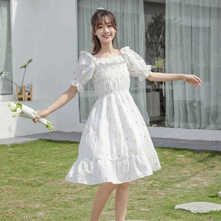 Dress Platycodon Grandiflorum Women's Puff Sleeve Waist-tight