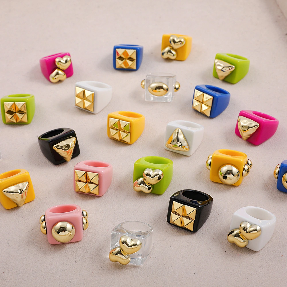 Summer New Color Resin Color Special Multicolor Ring