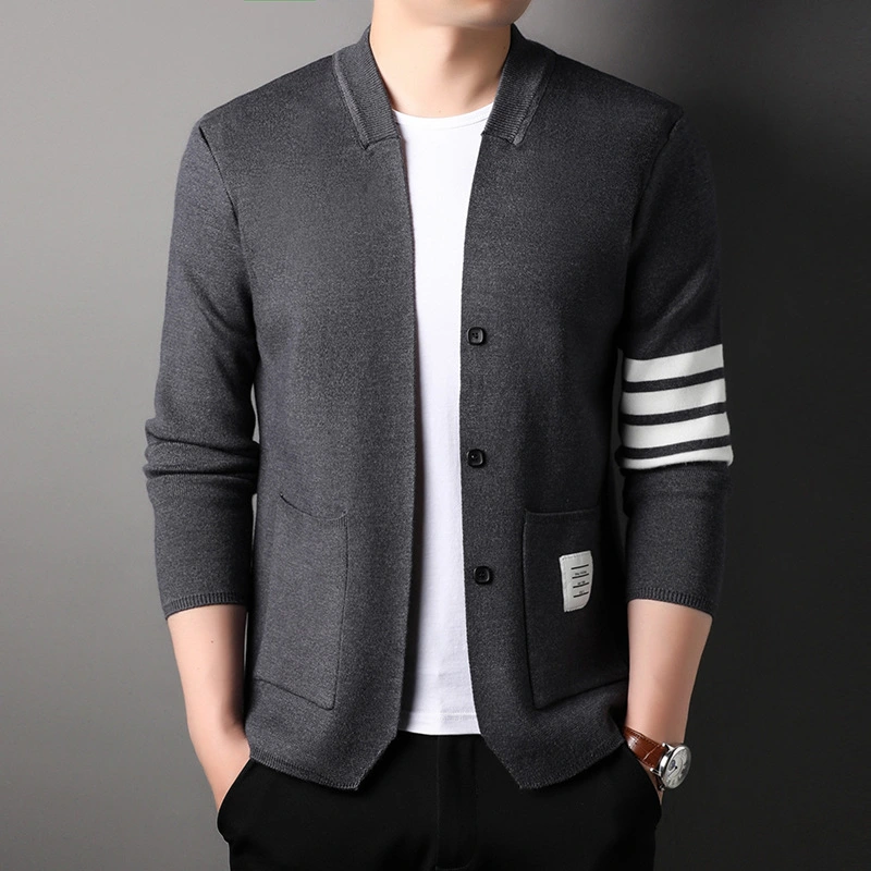 Men's Long-sleeved V-neck Slim-fit Cardigan Spring And Autumn Fashion Casual Jacket