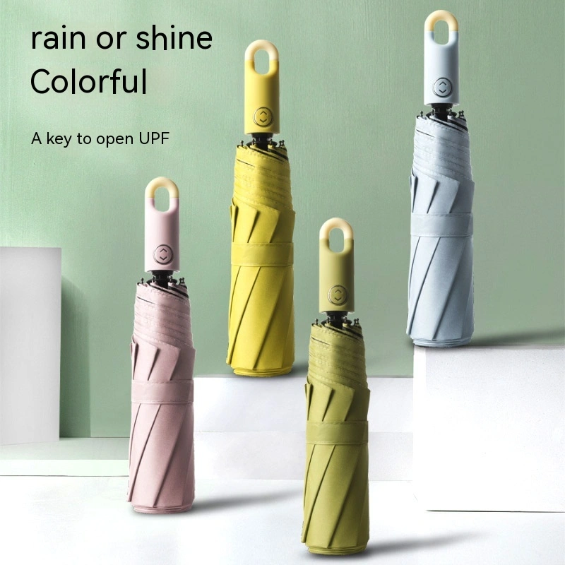 Lock Folding Automatic Vinyl Sun Protective UV Umbrella