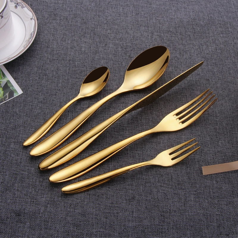 Stainless Steel Knife, Fork And Spoon Golden Western Tableware