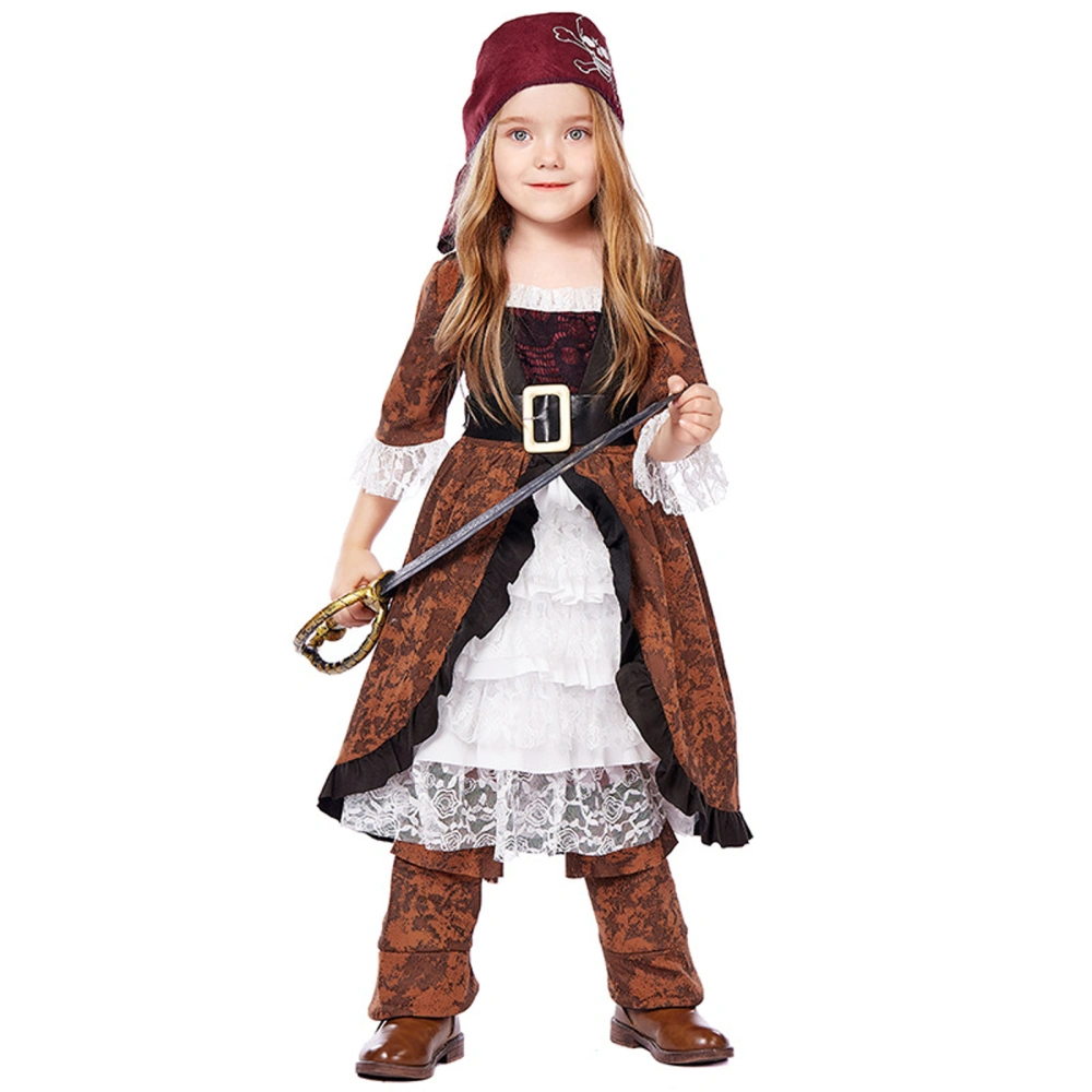 Halloween Cosplay Pirate Costume for Girl, Dress + Headband Outfits