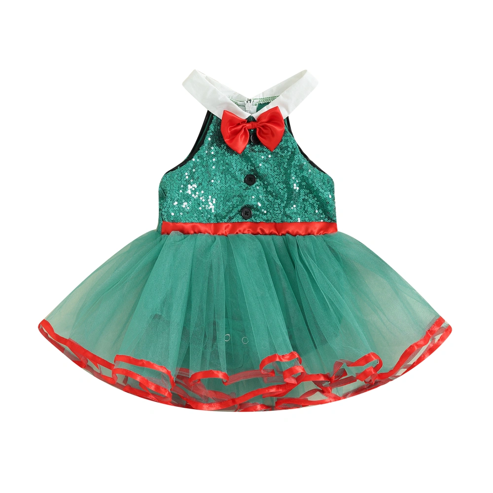 Baby Girl Christmas Dress Toddler Sequin Sleeveless Tulle Party Dress