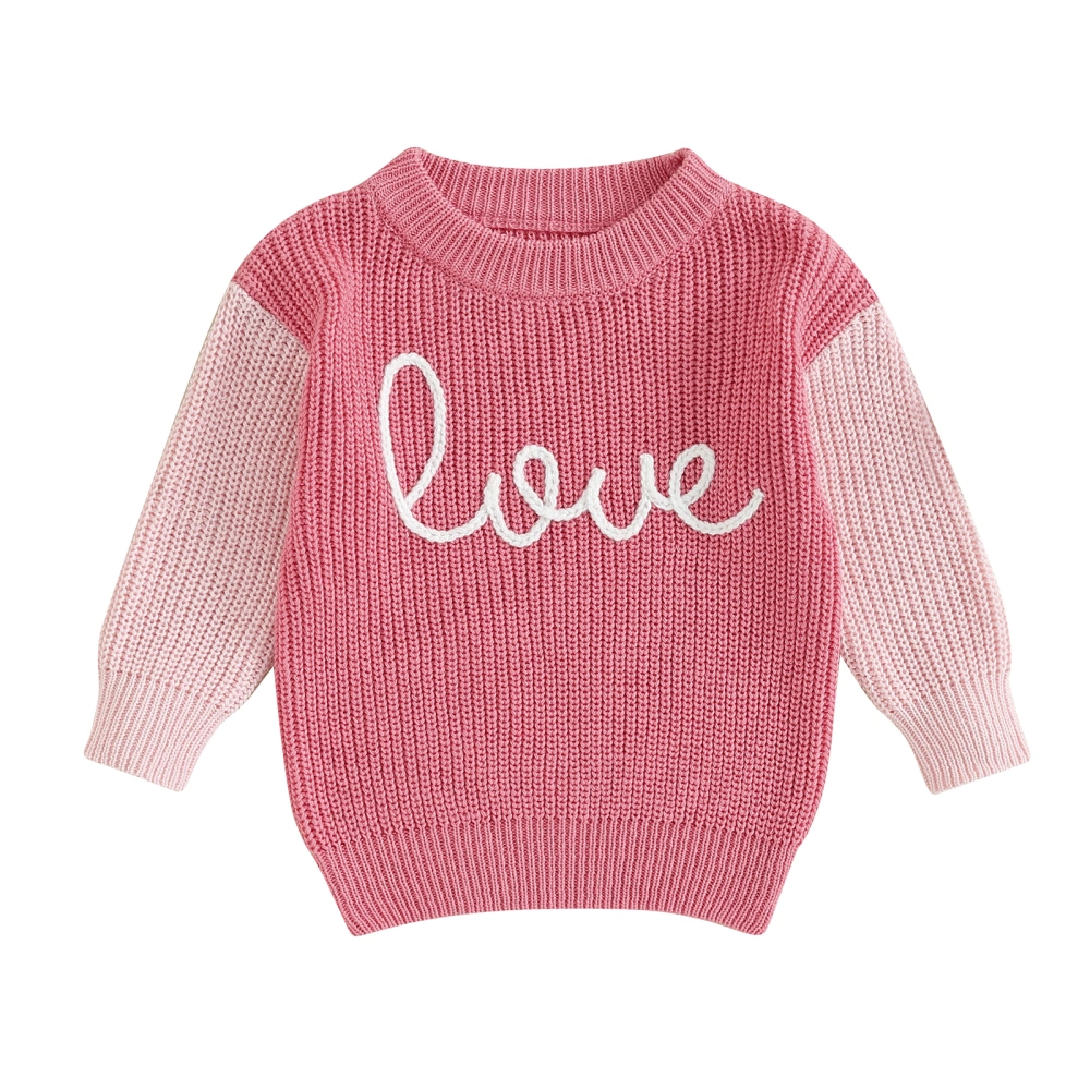 Baby Girls Knitted Sweater Letter Embroidery Warm Pullover Knitwear