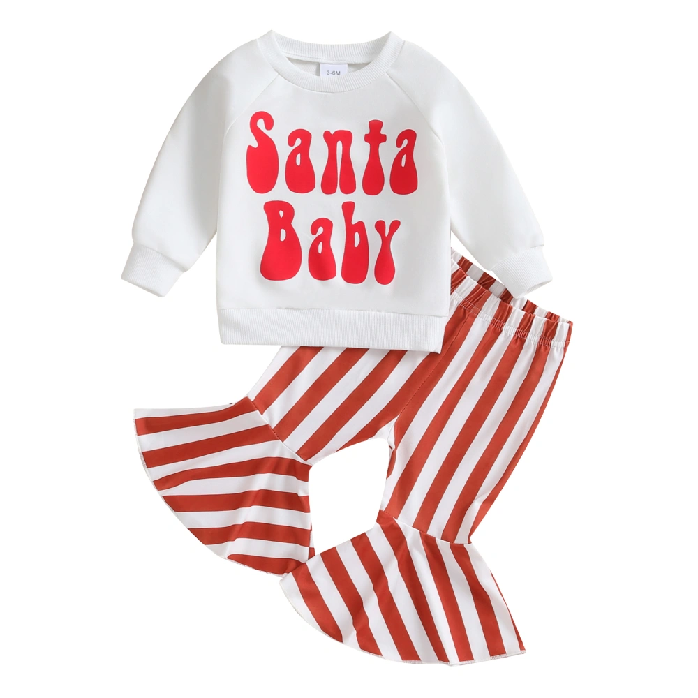 Baby Girl 2Pcs Christmas Outfits Sweatshirt + Striped Flare Pants