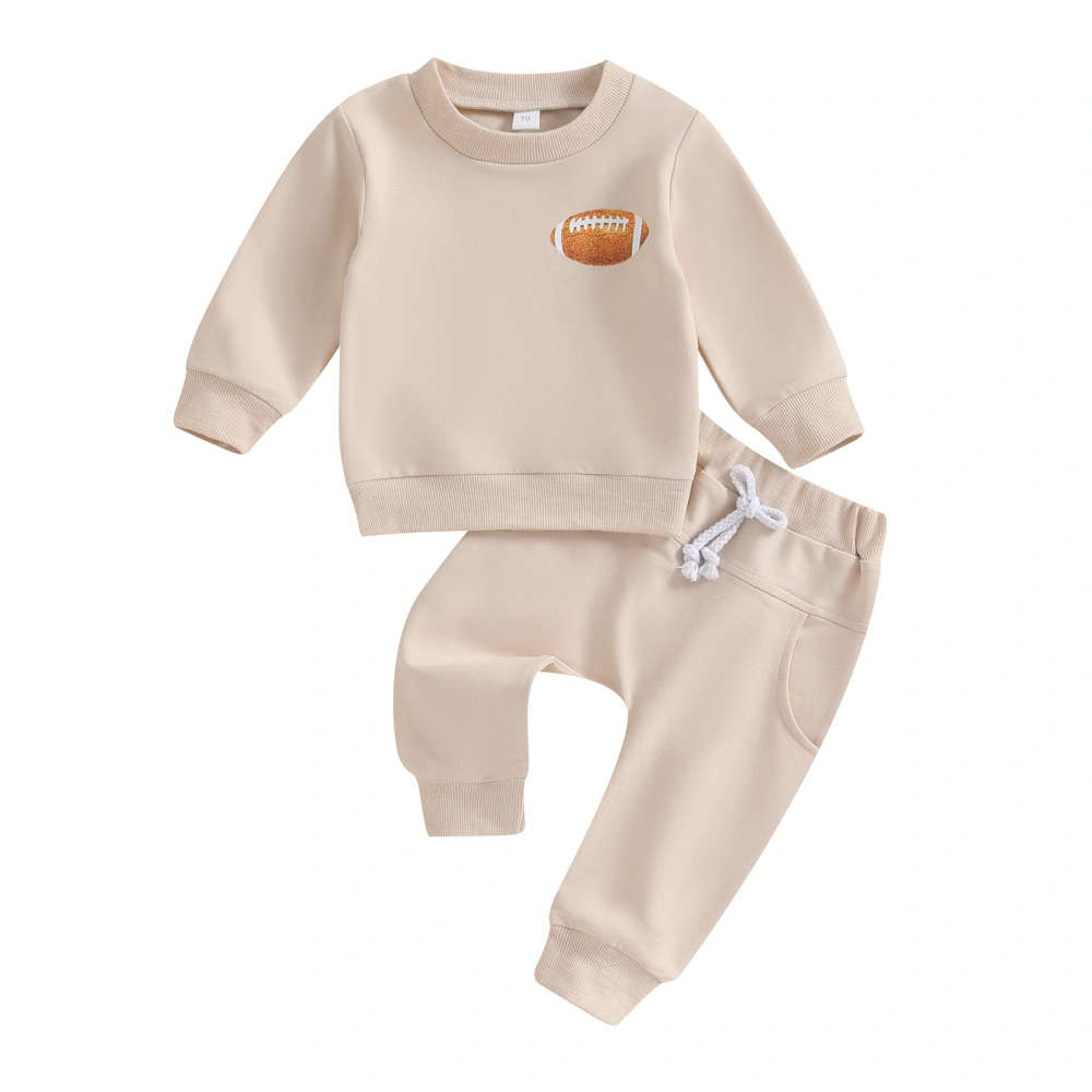 Baby Boys Pants Set, Long Sleeve Rugby Print Sweatshirt Sweatpants