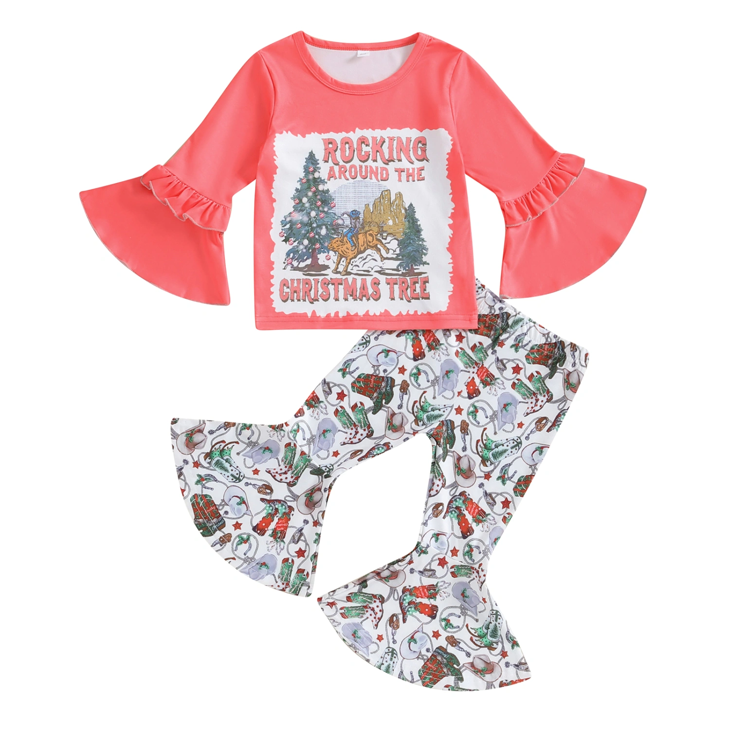 Toddler Girls 2 Piece Outfits Christmas Sweatshirt and Flare Pants