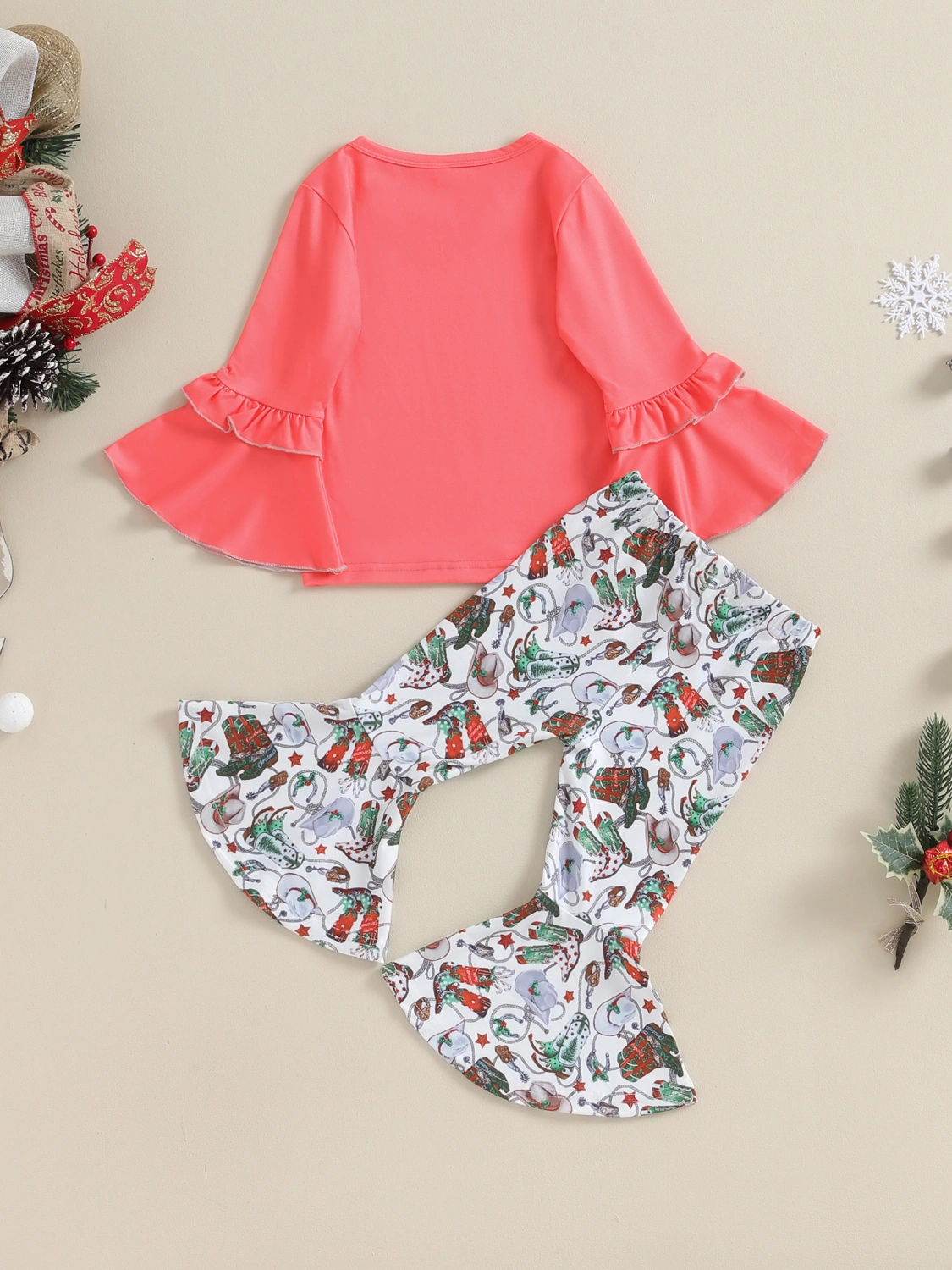 Toddler Girls 2 Piece Outfits Christmas Sweatshirt and Flare Pants