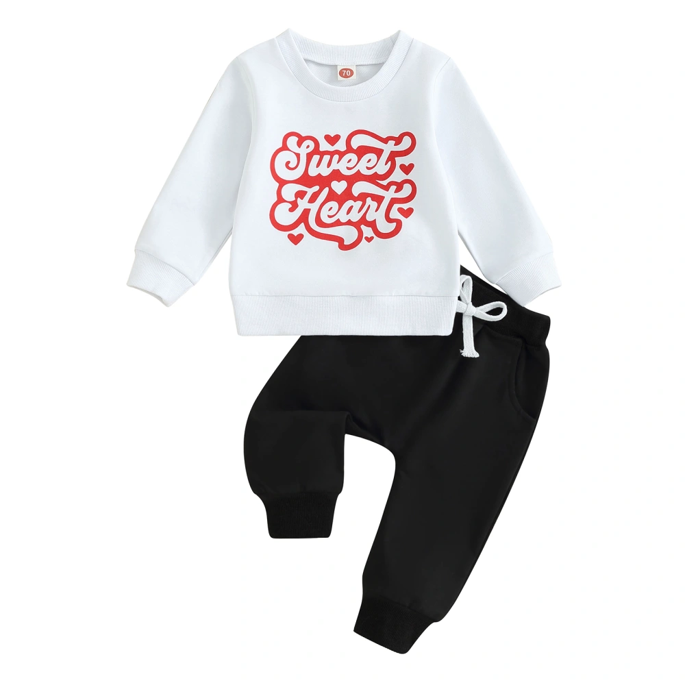 Toddler Boys Long Sleeve Letter Print Pullover Drawstring Pants Sets