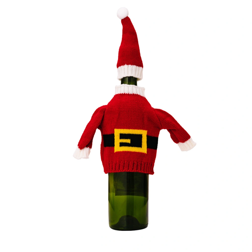 Christmas Wine Bottle Sweater Cover with Hat Holiday Wine Bottle Decor