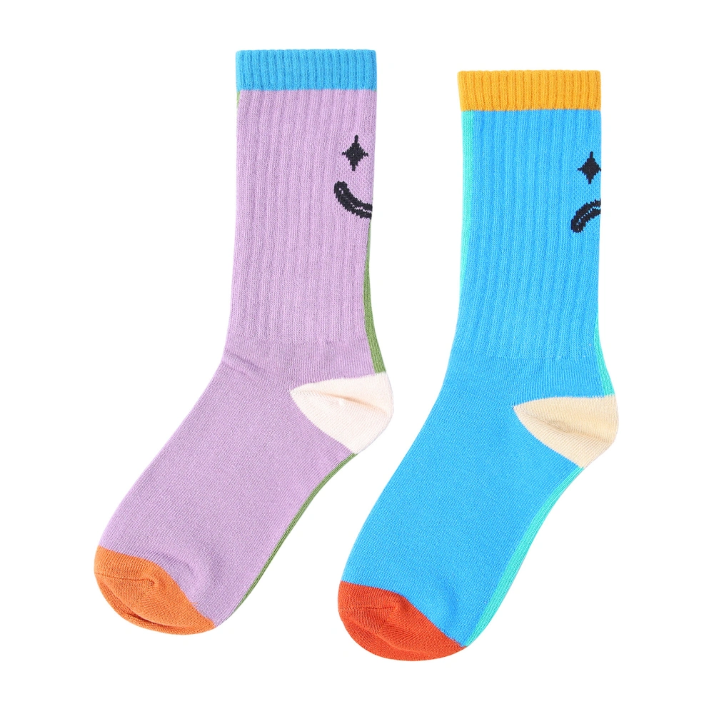 Women Men Funny Socks Contrast Color Expression Print Soft Crew Socks 