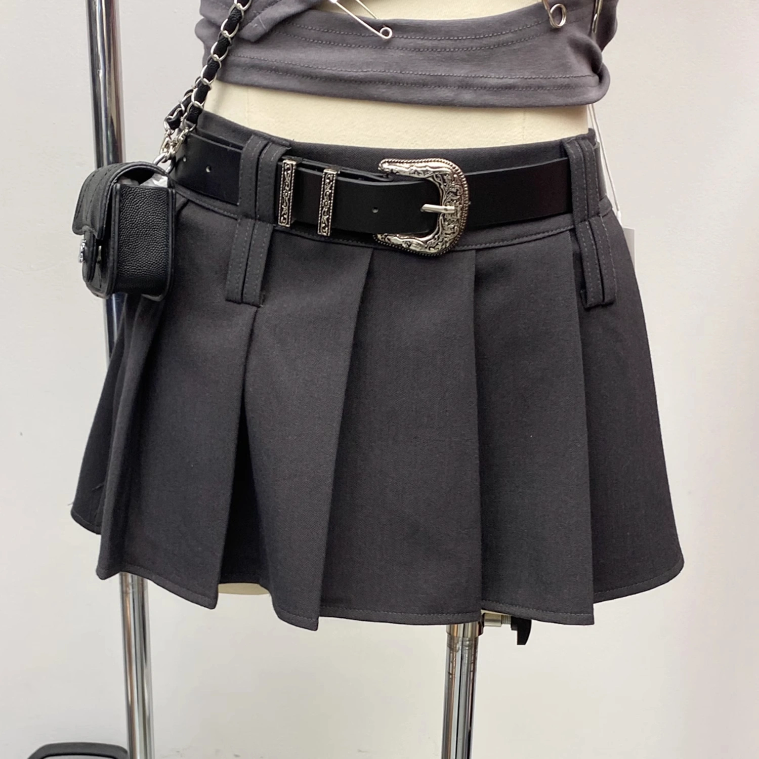 Black Skirt With Belt