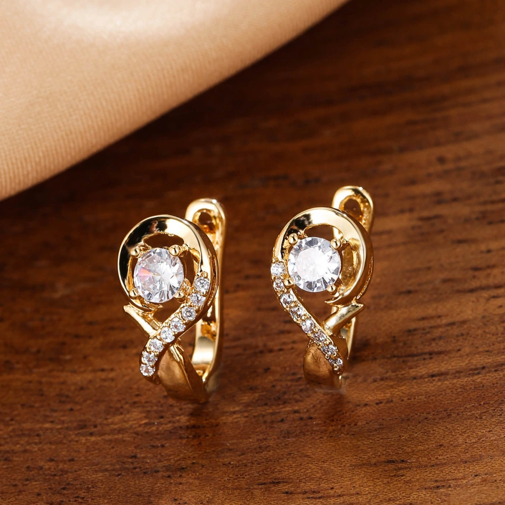 Exquisite Silver Color Infinite Zircon Earrings for Women Zircon Stud Earrings Silver Color Jewelry Valentine Day Gifts