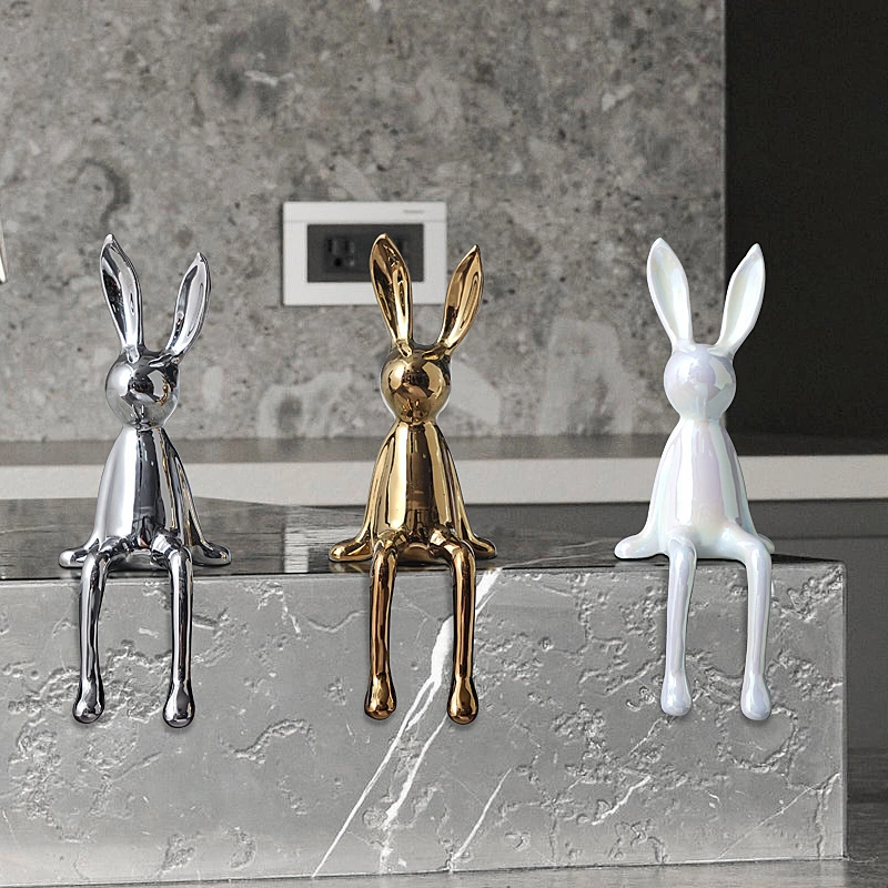 Electroplating Rabbit Shape Hallway Artware Decorations Ornaments