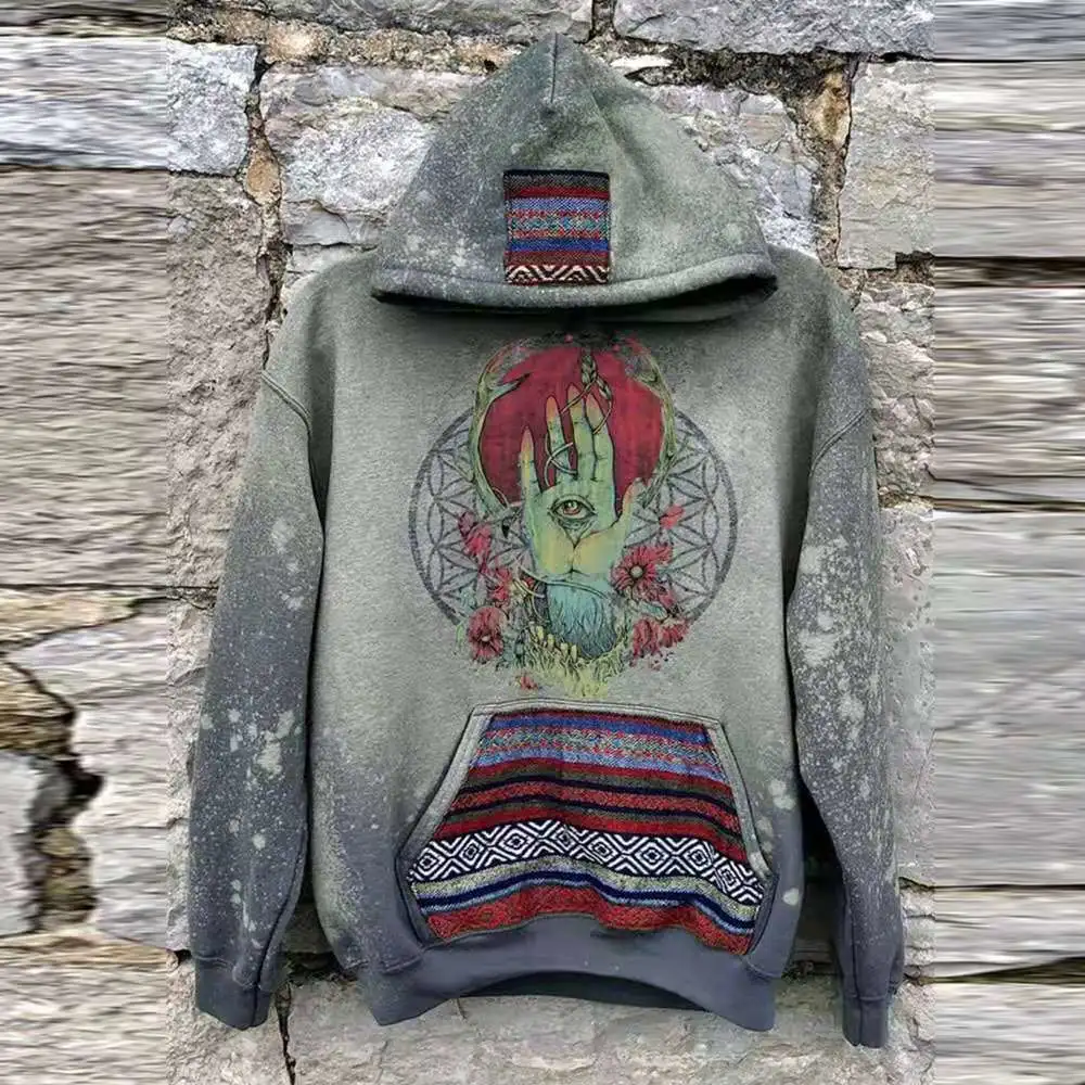 Printed Casual Hooded Men's Sweater