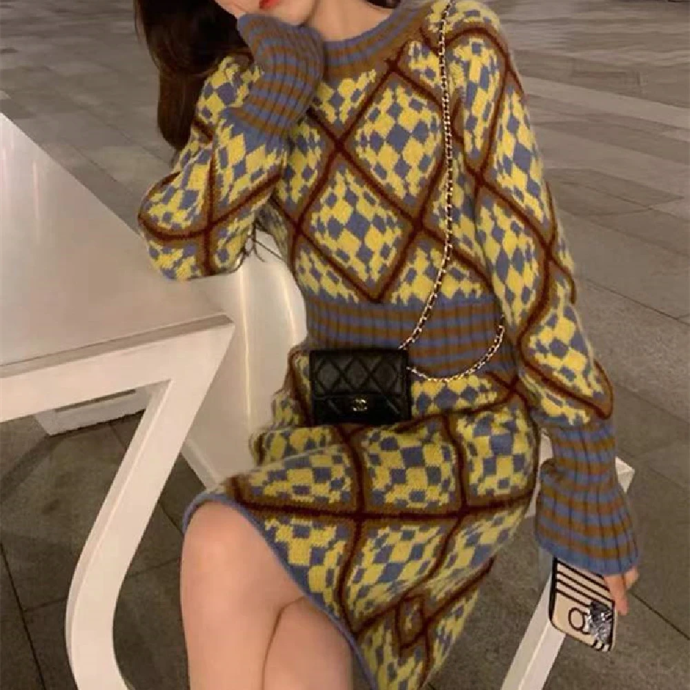 Base Knitting Dress Women's Autumn And Winter French Waist Skirt