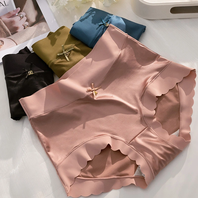 Mid-High Waist Light Luxury Women's Elastic Satin Silky Comfortable Seamless Underwear Mulberry Silk