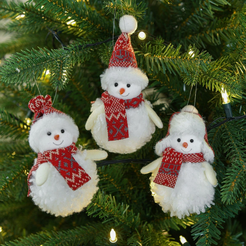 Christmas Tree Small Pendant Plush Red And White Scarf