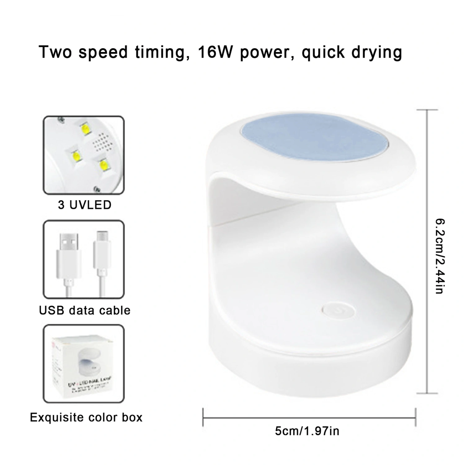 Mini LED Nail Lamp Portable Nail Dryer with 2 Timers UV Gel Nail Light