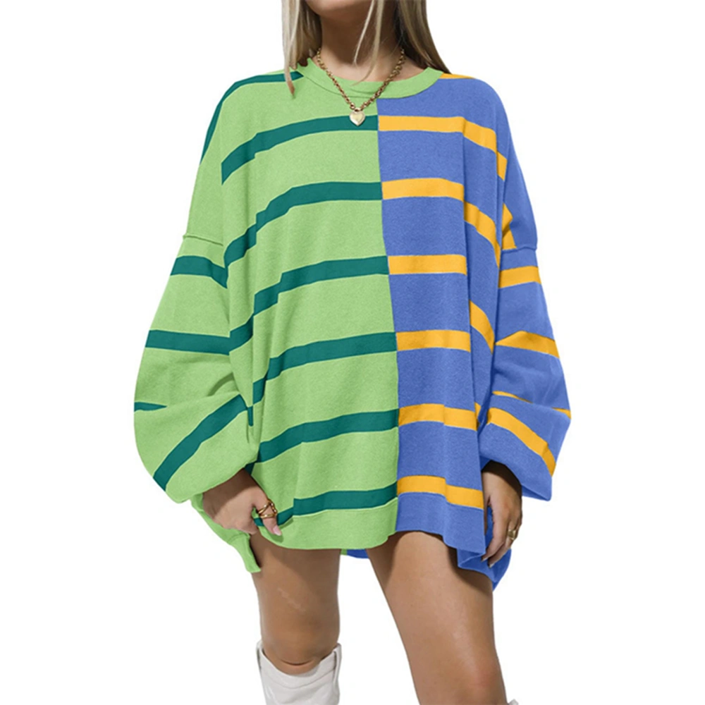 Women Sweatshirts Striped Print Loose Pullovers Fall Long Sleeve Tops