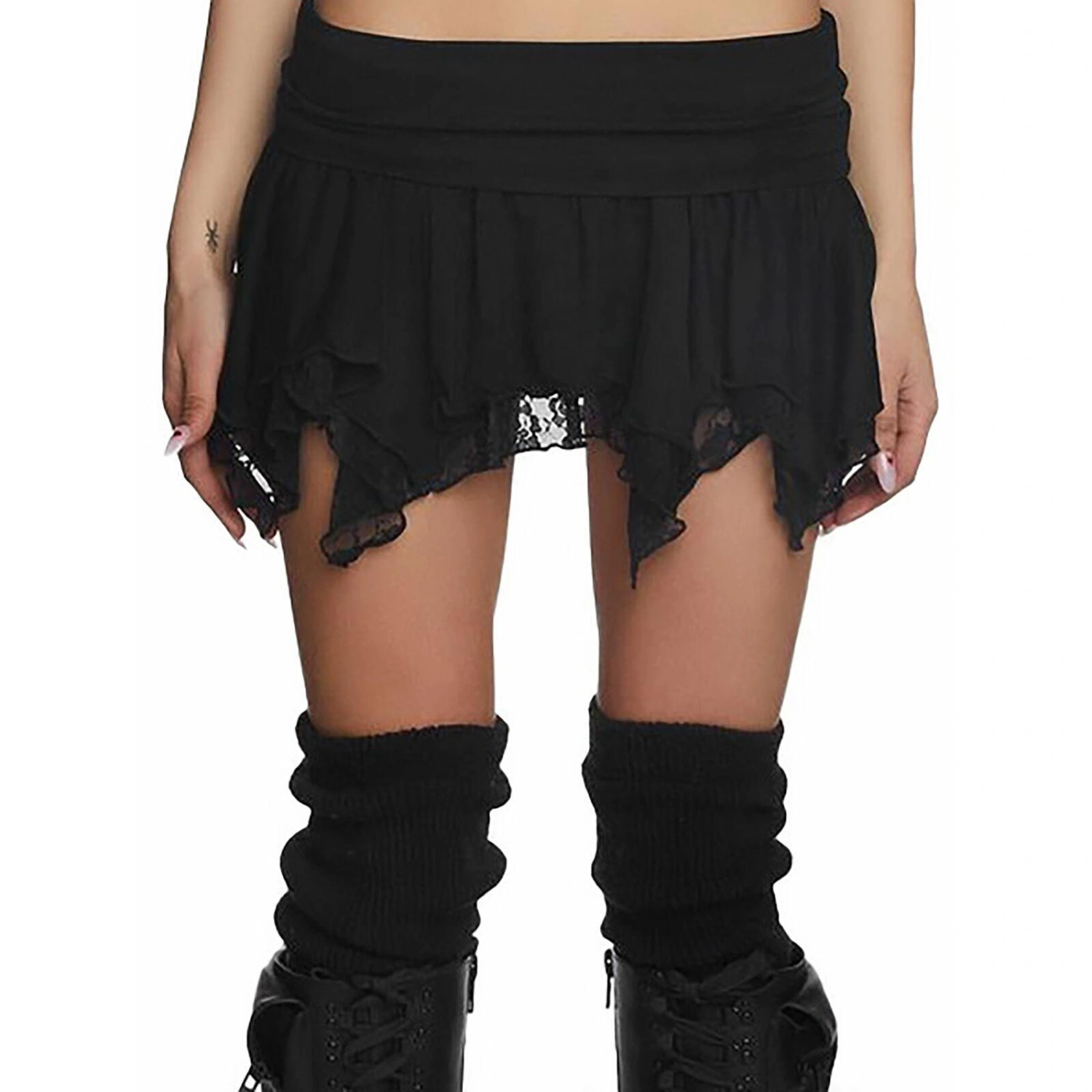 Women Mini Skirt, Low Waist Pleated Irregular Solid Summer Skirt