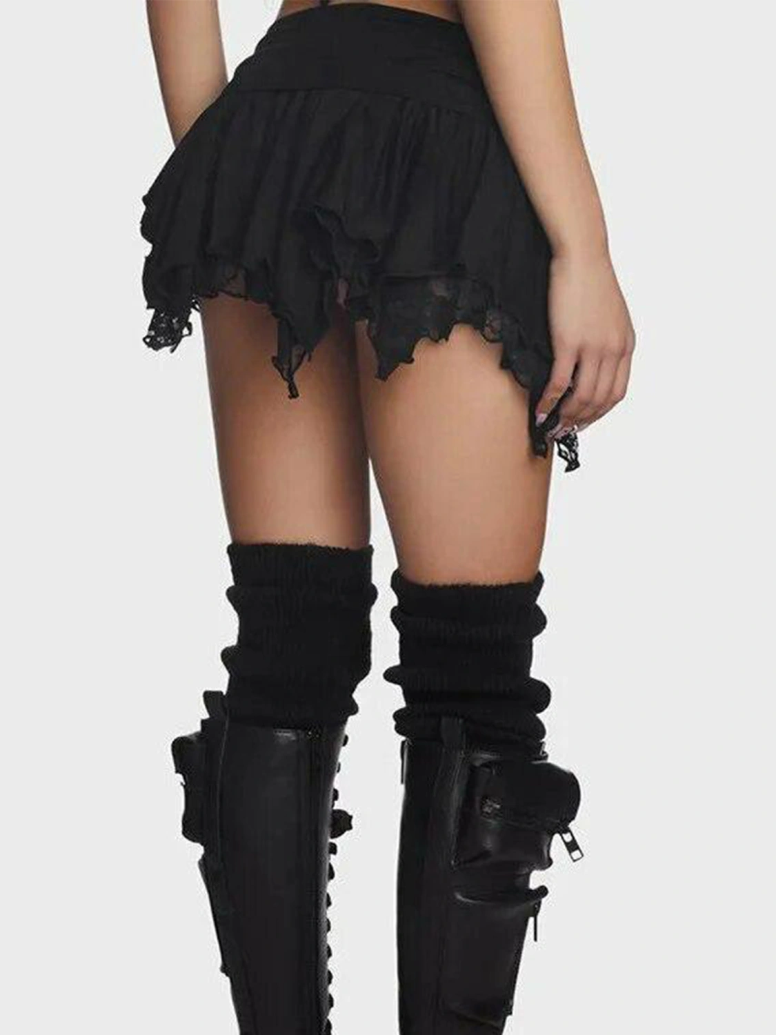 Women Mini Skirt, Low Waist Pleated Irregular Solid Summer Skirt