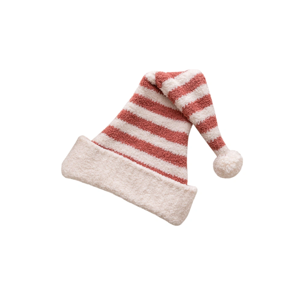 Christmas Hat, Striped Furry Party Hat Soft Warm Sleeping Hat